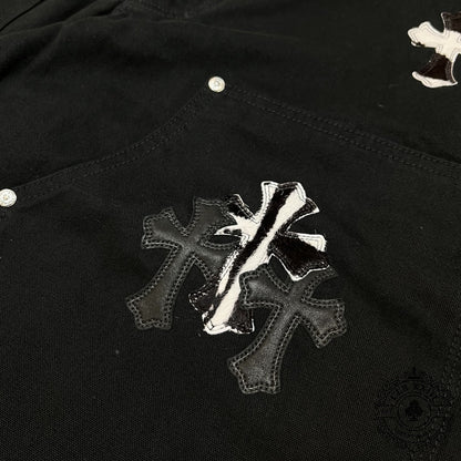 Chrome Hearts Cross Patch Double Knee Carpenter Pants in Black/Zebra
