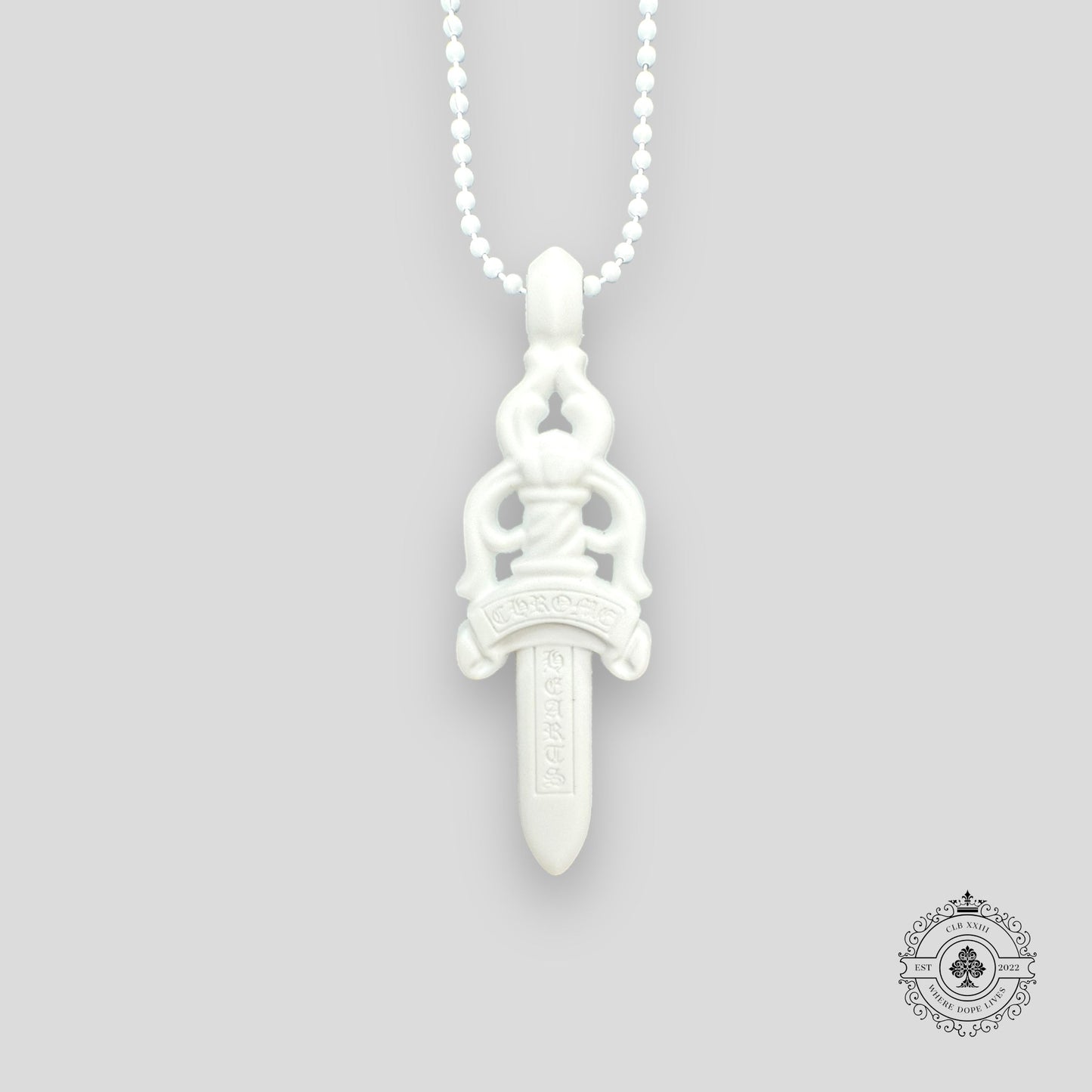 Chrome Hearts Silicone Dagger Necklace in White