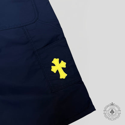 Chrome Hearts Nylon Leather Knee Shorts in Navy