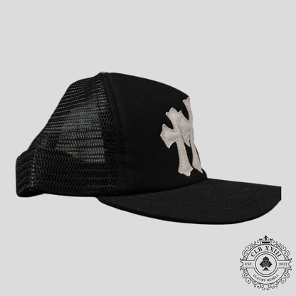 Chrome Hearts Triple Cross Trucker Hat in Black / White