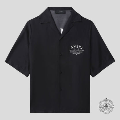Amiri Imaginations Silk Button Up Tee in Black