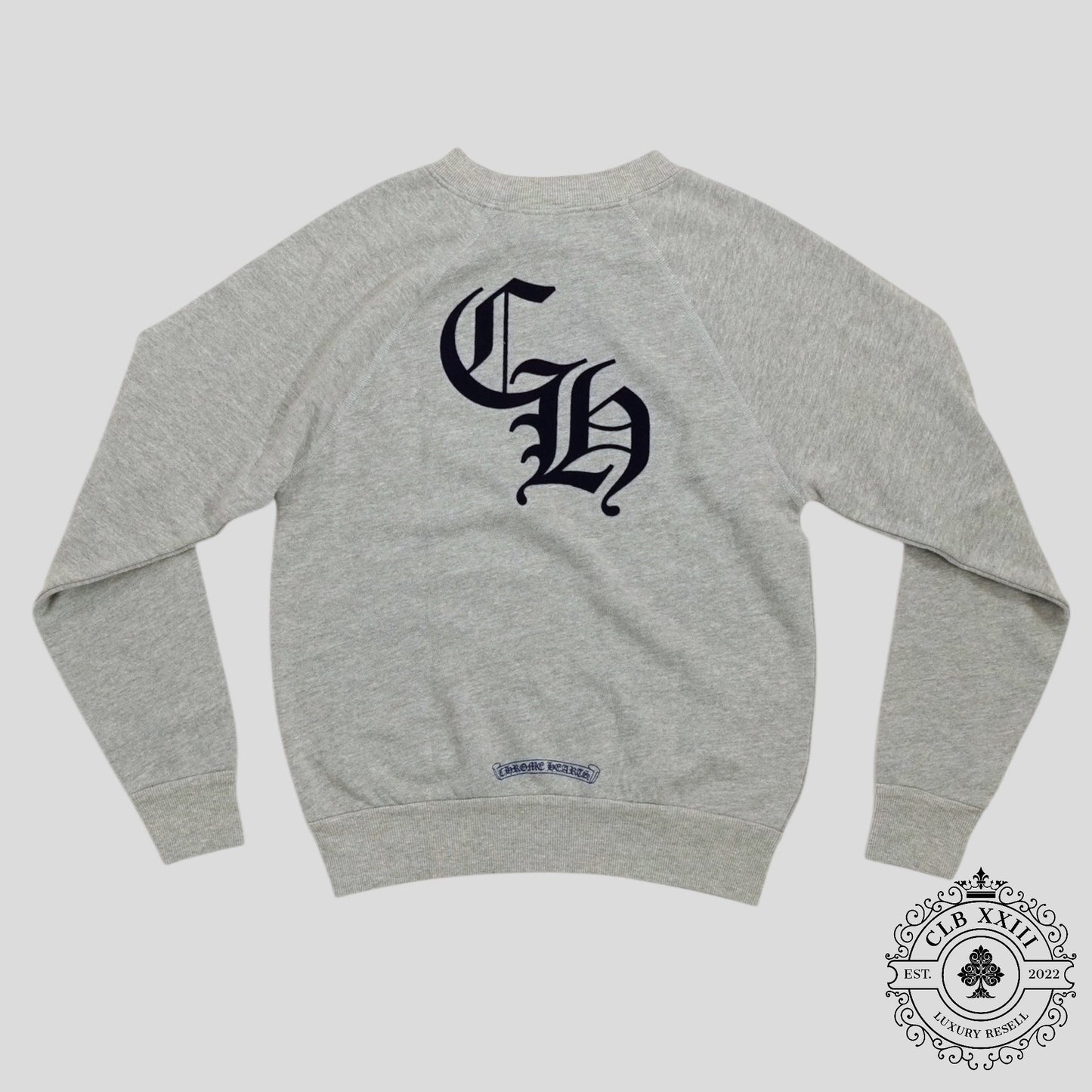 Chrome Hearts Women's Triple Cross CH Flocked Crewneck in Grey