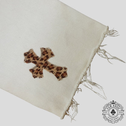 Chrome Hearts Leopard Cross Patch Jeans in White