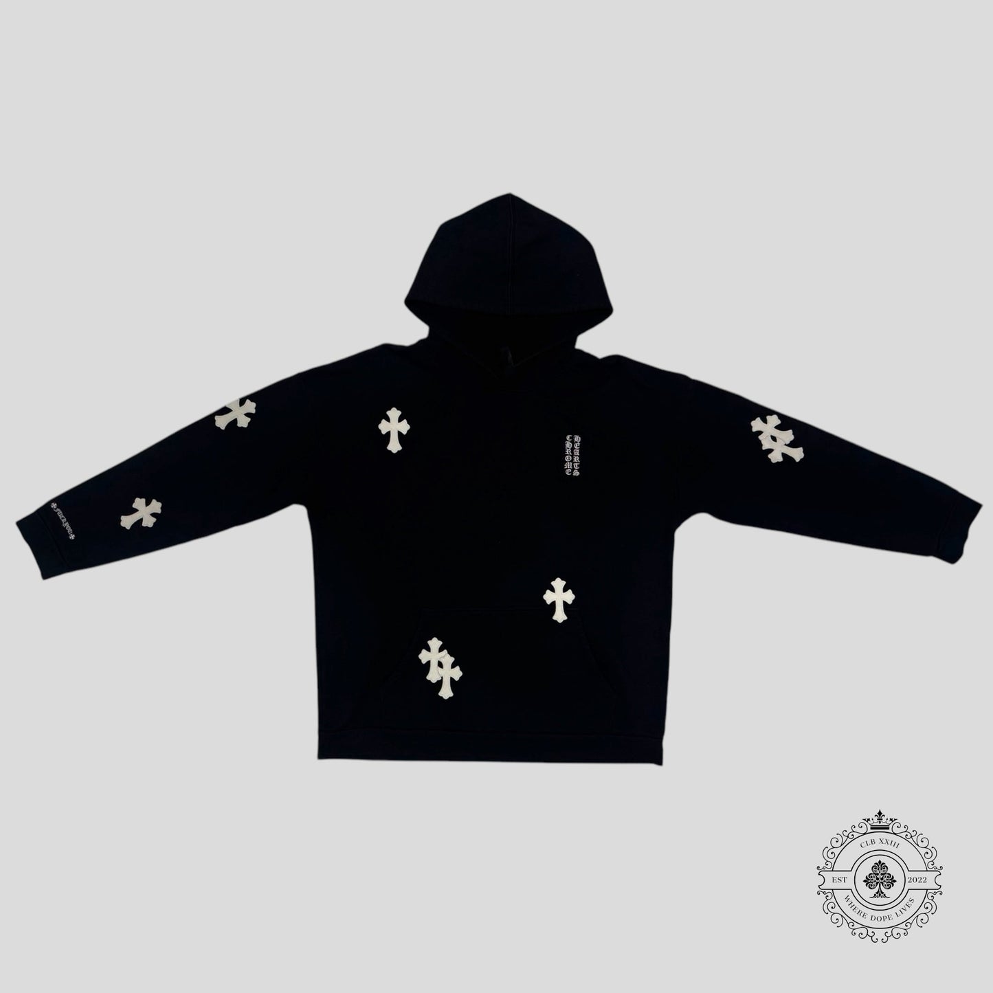 Chrome Hearts Cross Patch Hoodie in Black / White