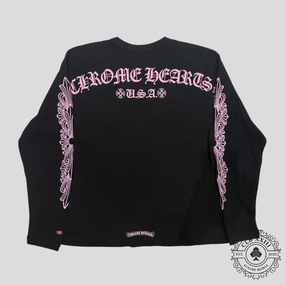 Chrome Hearts Matty Boy Pink Script Thermal Longsleeve