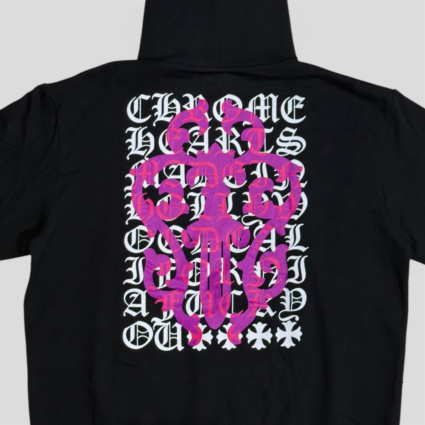 Chrome Hearts Eye Chart Dagger Hoodie in Black/Pink