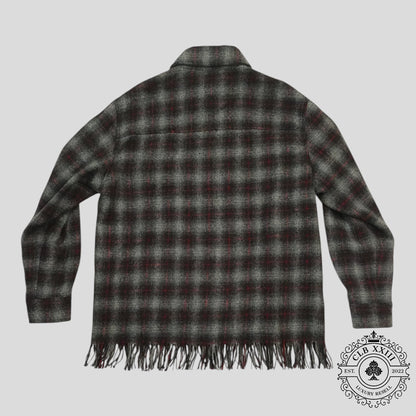 Amiri Fringe Wool Overshirt in Grey