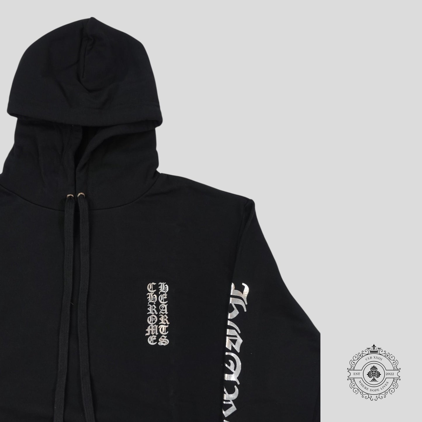 Chrome Hearts 1988 Vertical Logo Hoodie in Black/Silver