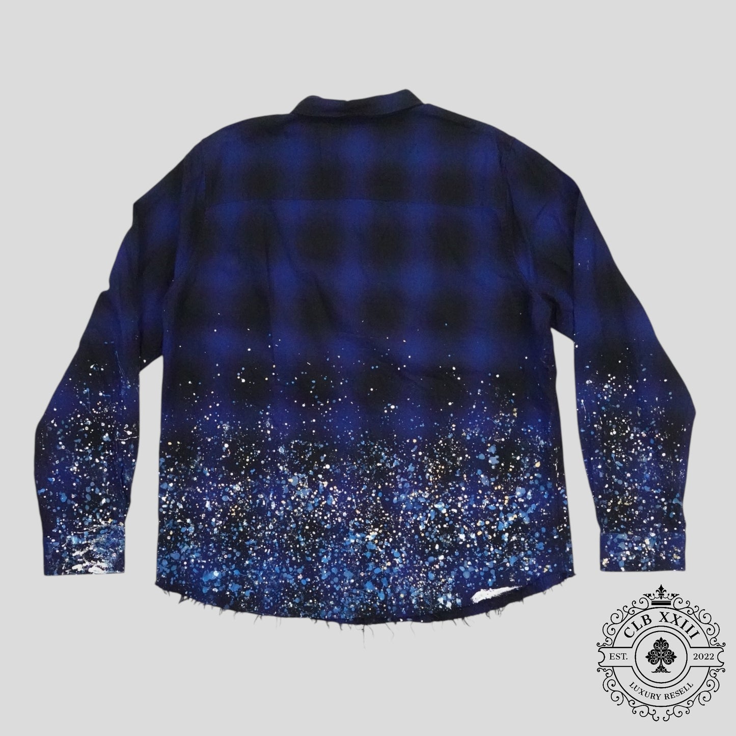 Amiri Crystal Painter Plaid Button Up in Blue