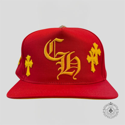 Chrome Hearts Cross Patch Hat in Red / Yellow