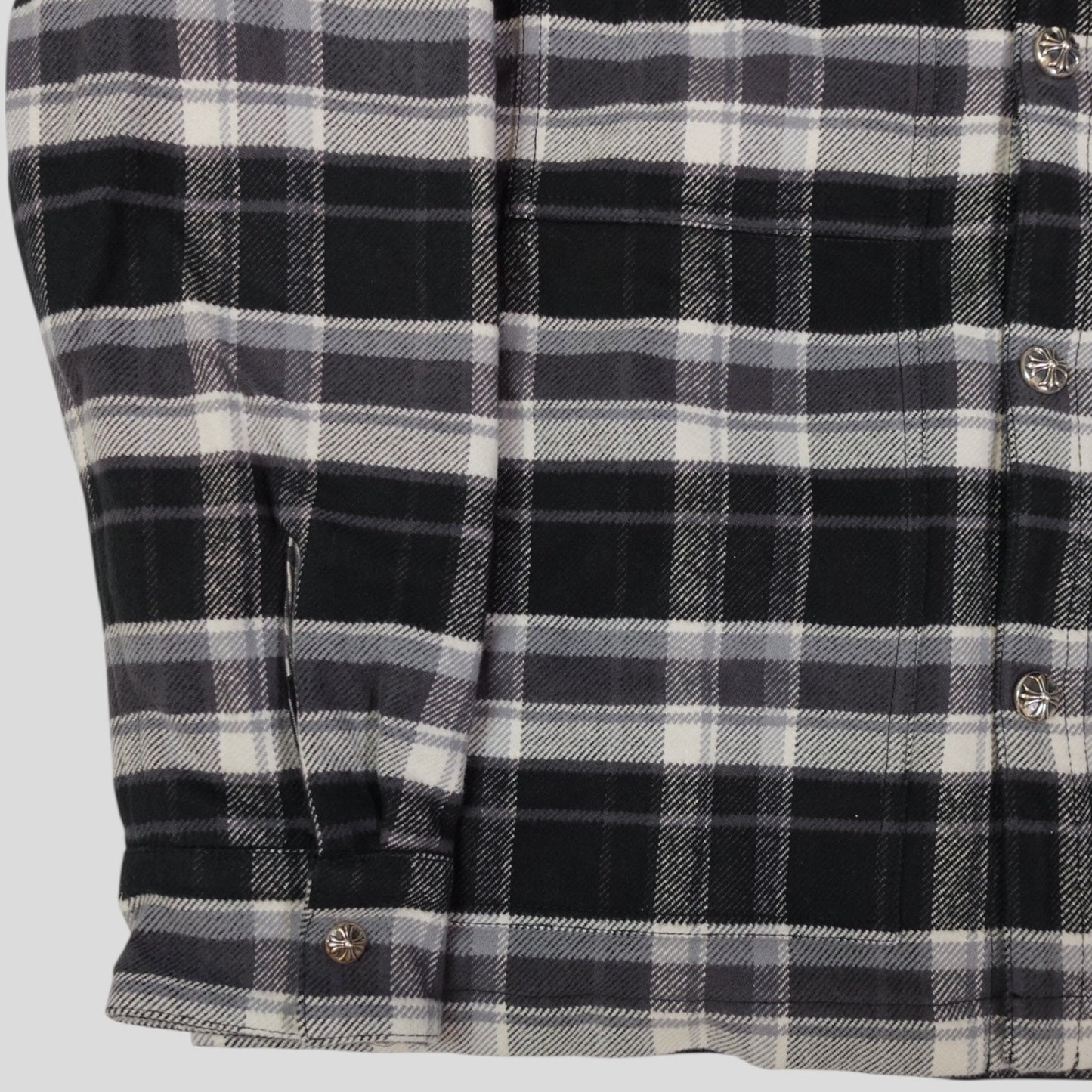 Chrome Hearts Padded Flannel Shirt in Black/White