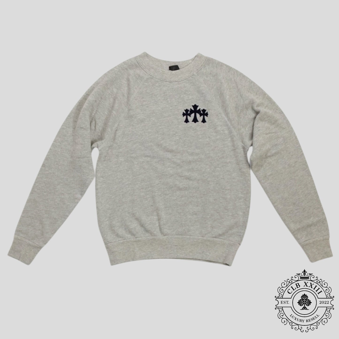 Chrome Hearts Women's Triple Cross CH Flocked Crewneck in Grey