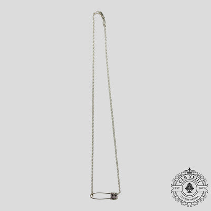 Chrome Hearts Diamond Paper Clip Necklace in Silver