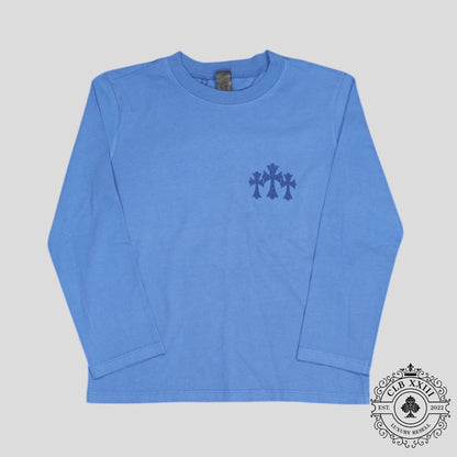 Chrome Hearts Women's Triple Cross Flocked Long Sleeve in Blue