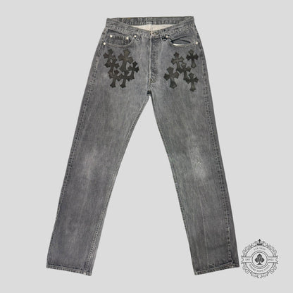 Chrome Hearts Levis Cross Patch Jeans in Black