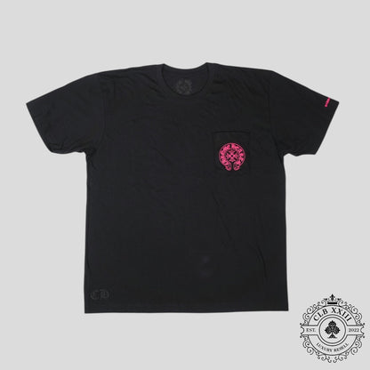 Chrome Hearts Horseshoe Logo Tee in Black/Pink