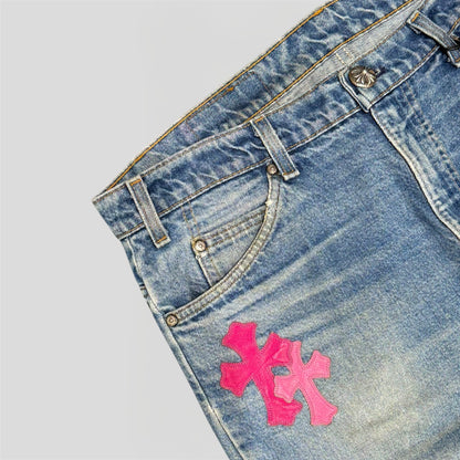 Chrome Hearts Cross Patch Jeans in Pink