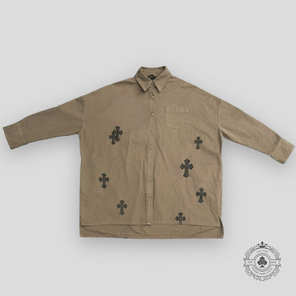 Chrome Hearts Oversized Cross Patch Shirt in Olive Green