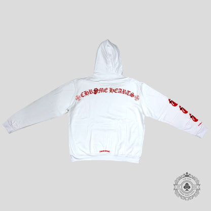 Chrome Hearts Rolling Stones Scroll Logo Hoodie in White