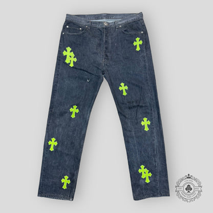 Chrome Hearts Green Cross Patch Jeans