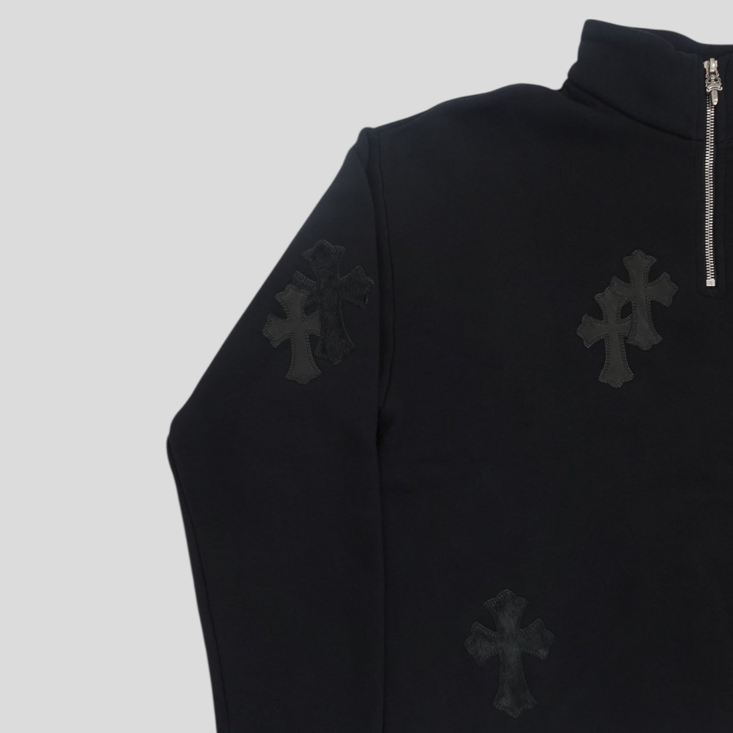 Chrome Hearts Pony Hair Quarter Zip in Black