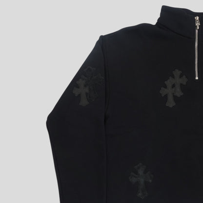 Chrome Hearts Pony Hair Quarter Zip in Black