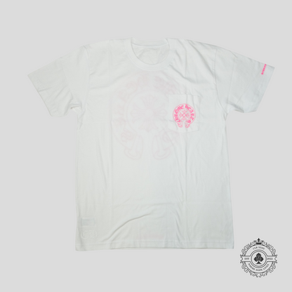 Chrome Hearts Horseshoe Logo Tee in White/Pink