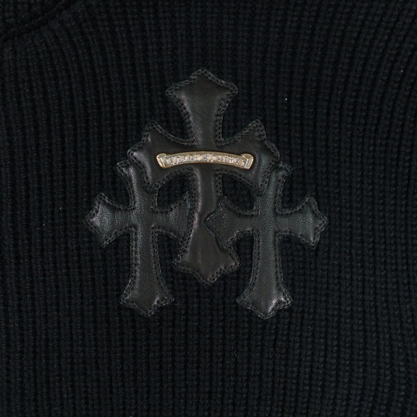 Chrome Hearts Cashmere Cross Patch Zip Up Hoodie in Black