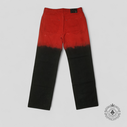 Louis Vuitton Monogram Jacquard Boreal Evening Denim Pants in Black/Red