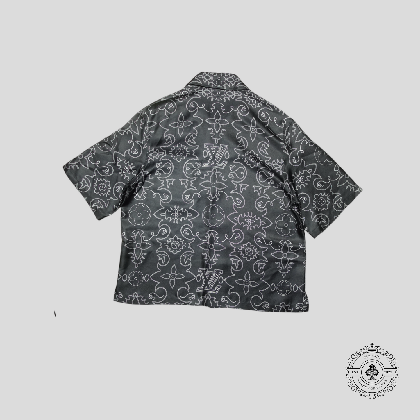 Louis Vuitton Arabesque Printed Silk Button Up in Black/White