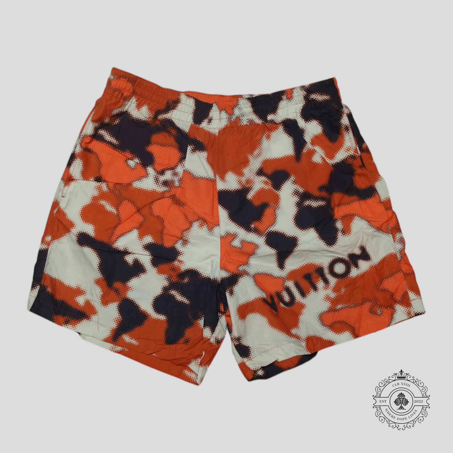 Louis Vuitton World Map Swim Shorts in White/Brown/Orange