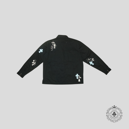 Chrome Hearts Zebra Cross Workdog Jacket in Black/Baby Blue