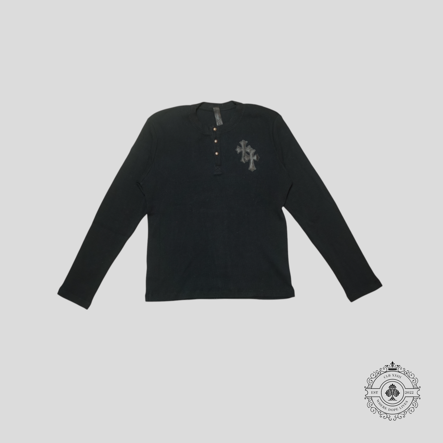 Chrome Hearts Leather Cross Patch Thermal Shirt in Black