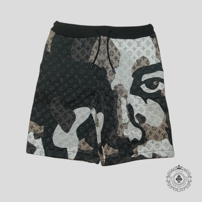 Louis Vuitton Patchwork Portrait Monogram Shorts in Black/Grey/Brown