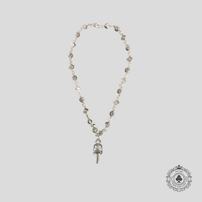 Chrome Hearts Dagger Pendant Dice Necklace in Silver