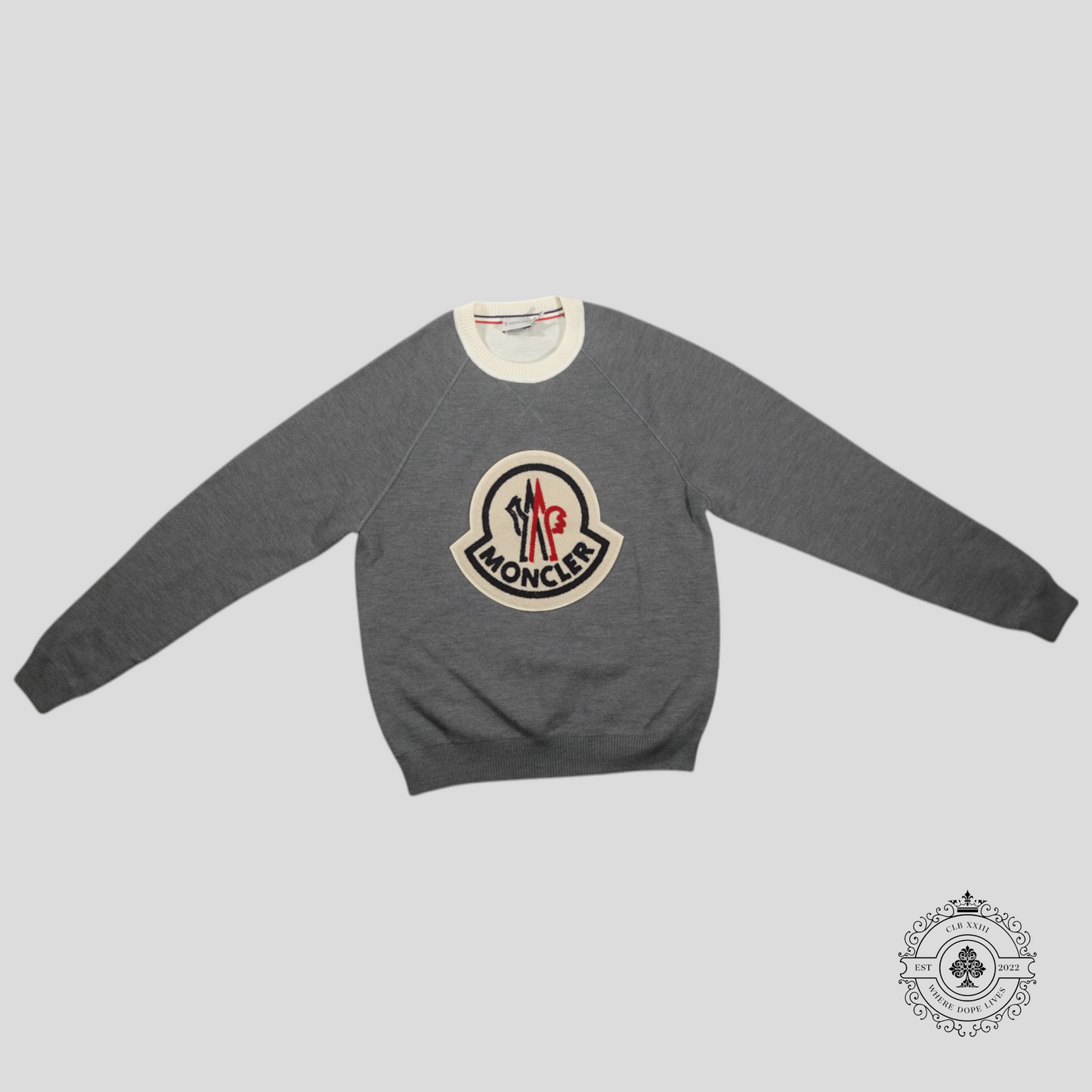 Moncler 1952 Large Logo Patch Sweater in Grey