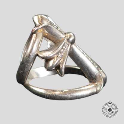 Chrome Hearts Diamond Embellished Infinity Cross Ring in Silver