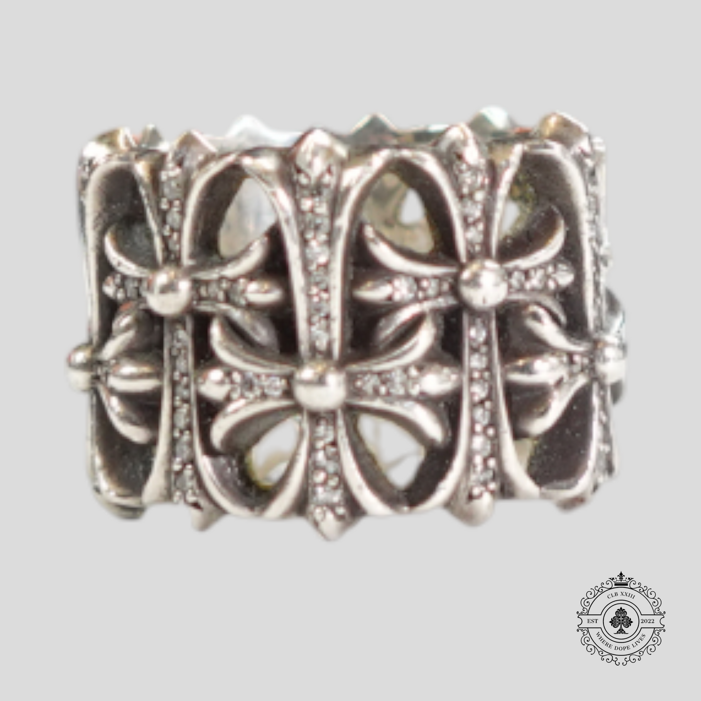 Chrome Hearts Diamond Embellished Cemetery Ring in Silver