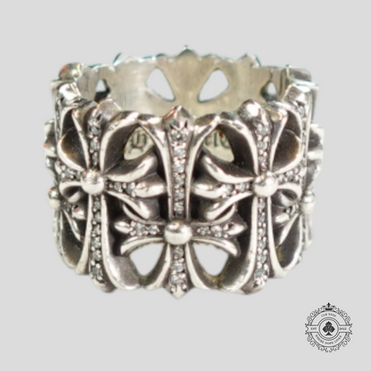 Chrome Hearts Diamond Embellished Cemetery Ring in Silver
