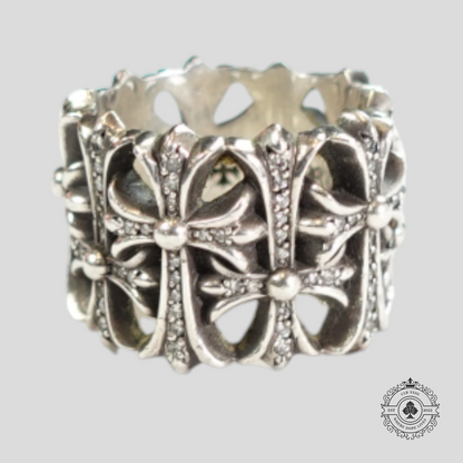 Chrome Hearts Diamond Embellished Cemetery Ring in Silver