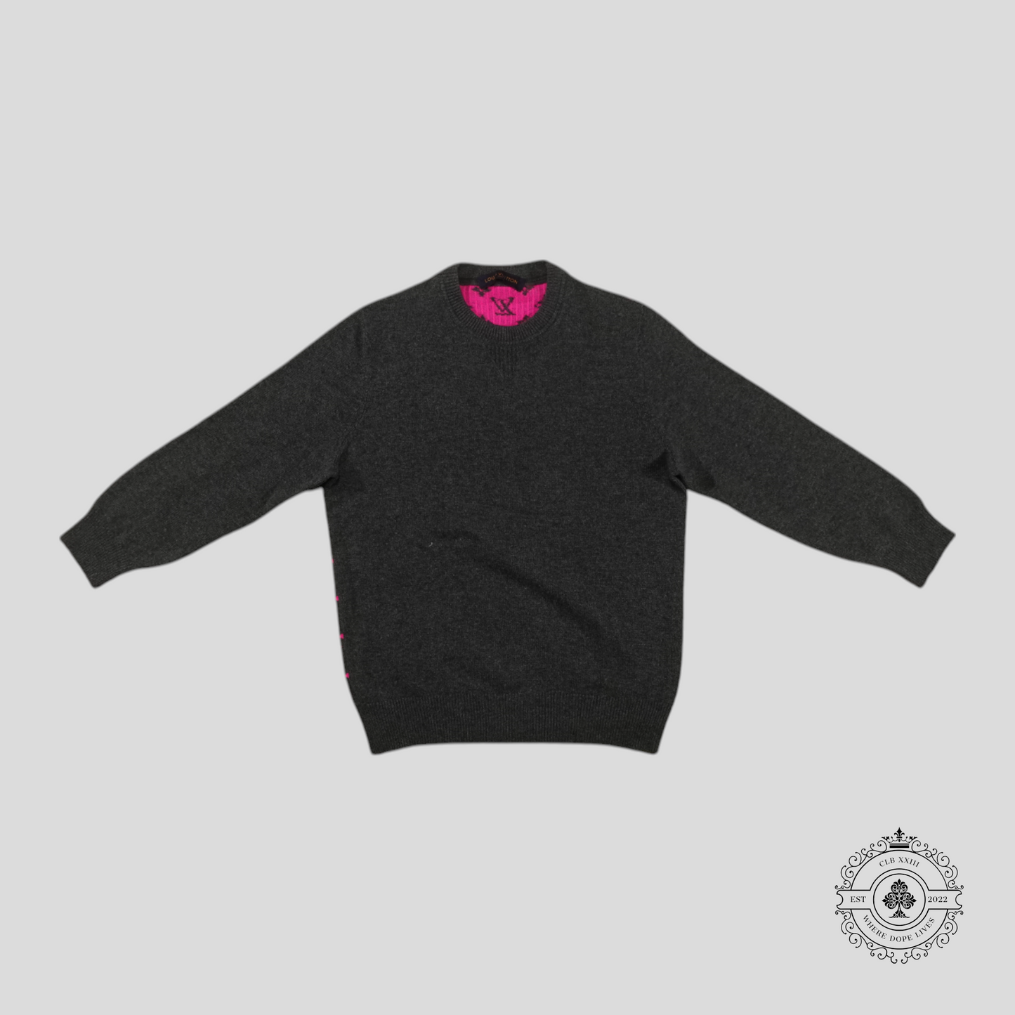 Louis Vuitton Half Monogram Cashmere Sweater in Grey/Pink