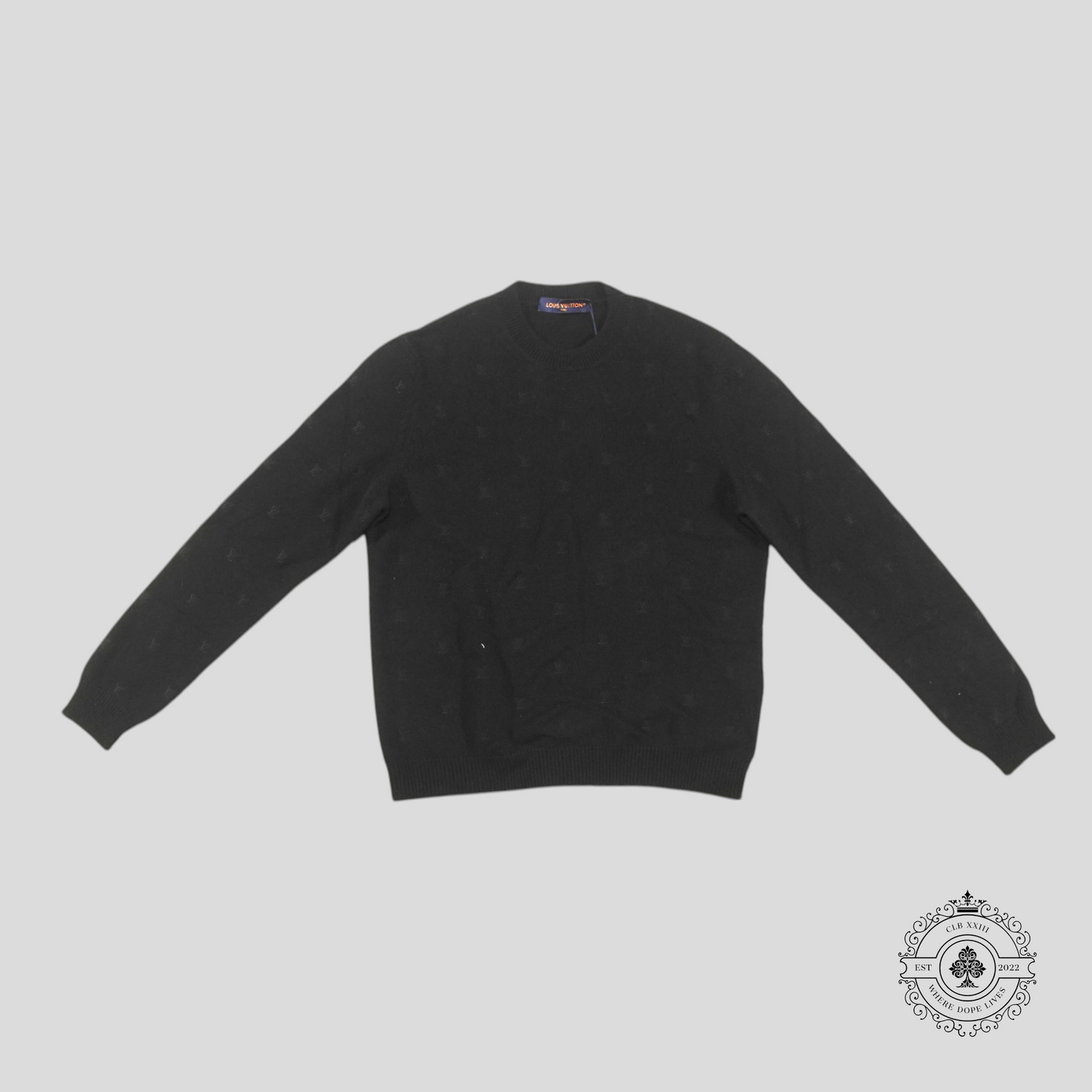 Louis Vuitton LV Blason All Over Embroidered Crewneck in Black