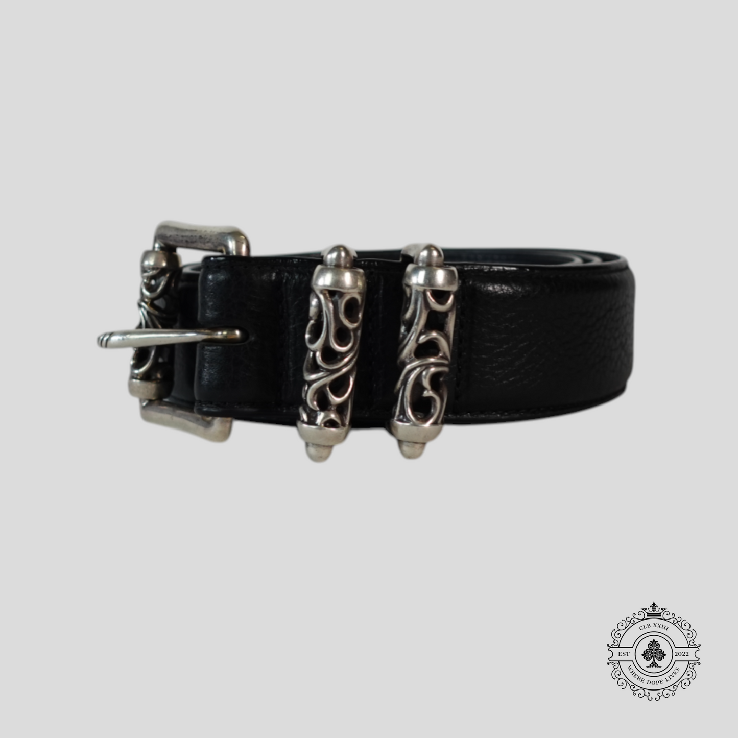 Chrome Hearts Silver Roller Belt in Black