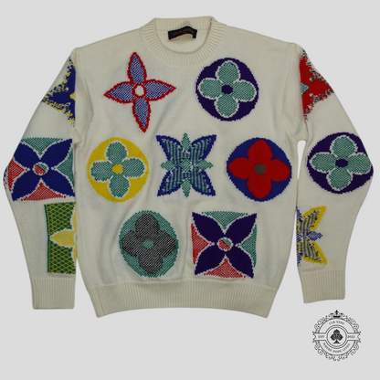 Louis Vuitton Monogram Knit Sweater in White/Multicolor