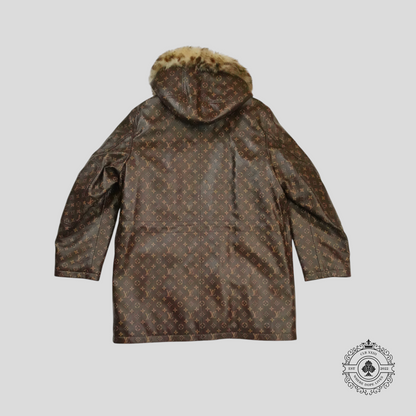 Louis Vuitton Leather Monogram Printed Parka in Brown
