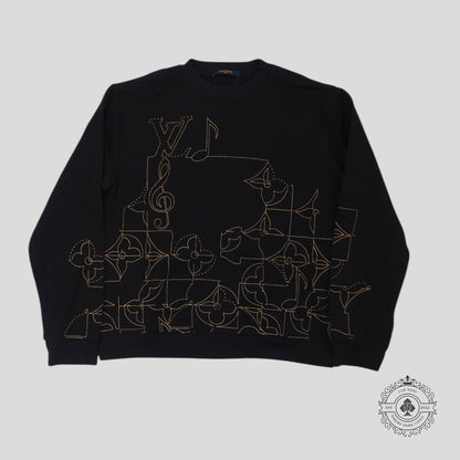 Louis Vuitton Music Line Embroidered Crewneck in Black