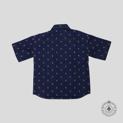 Louis Vuitton LV Embroidered Denim Shirt in Dark Wash