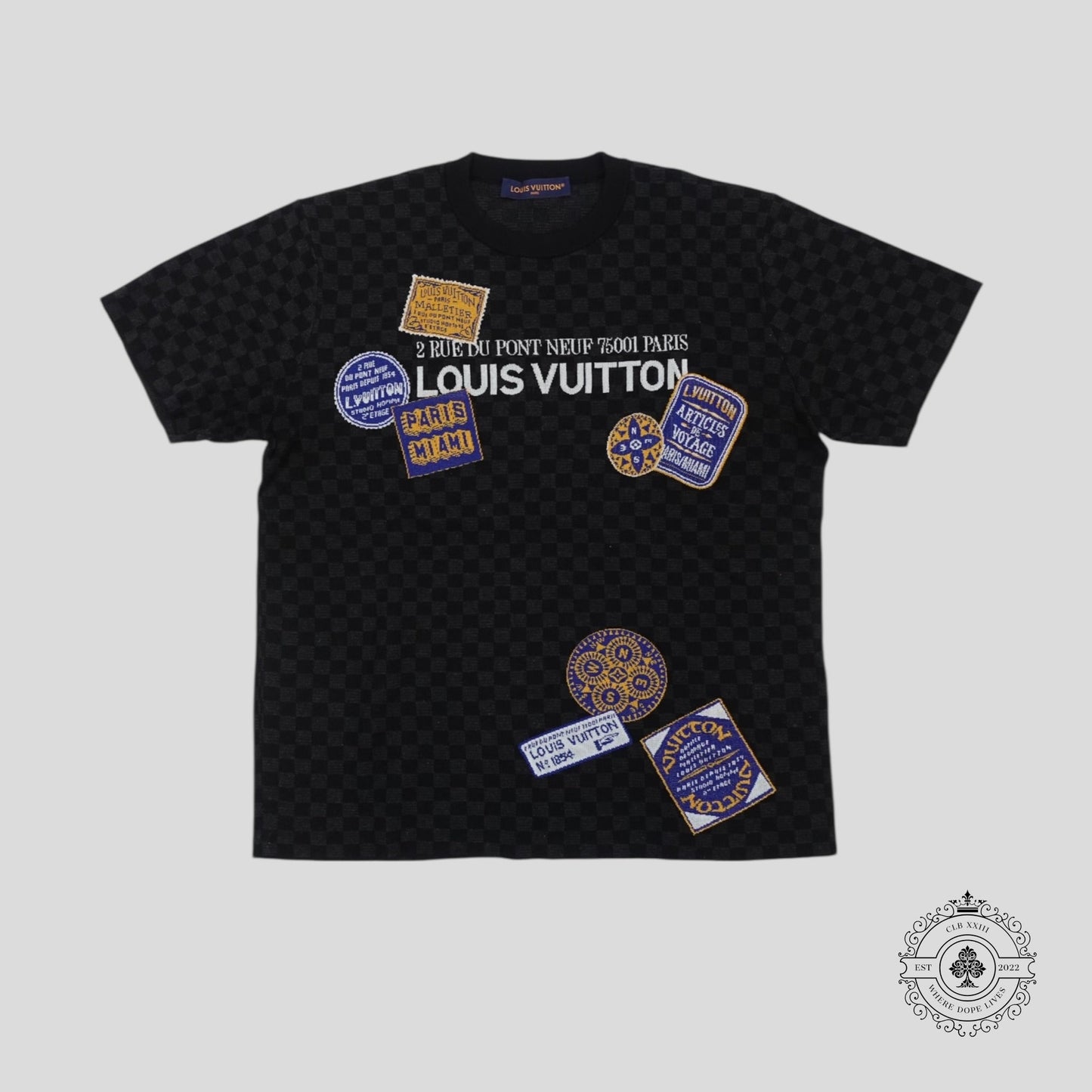 Louis Vuitton Damier Graphic Signature Short Sleeve Crewneck in Black