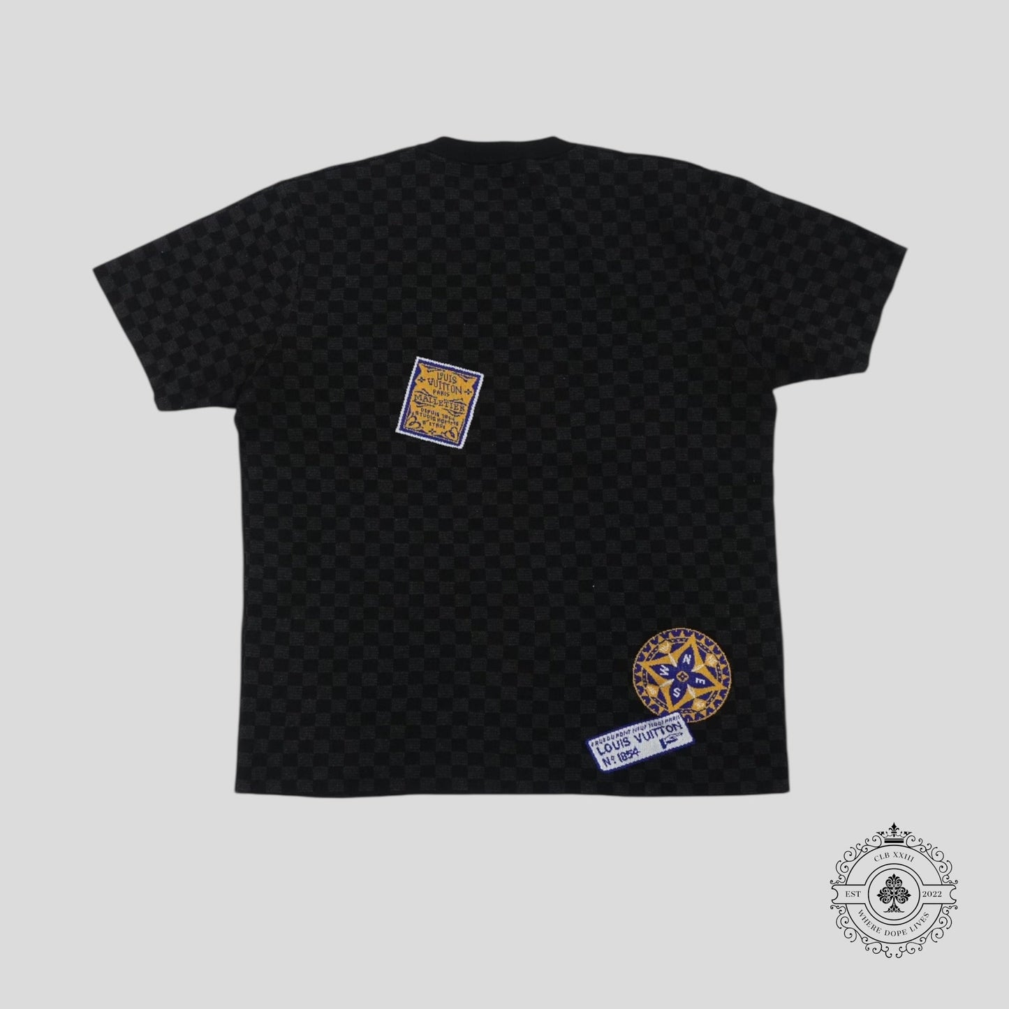 Louis Vuitton Damier Graphic Signature Short Sleeve Crewneck in Black