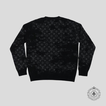 Louis Vuitton Distressed Flock Monogram Sweater in Black
